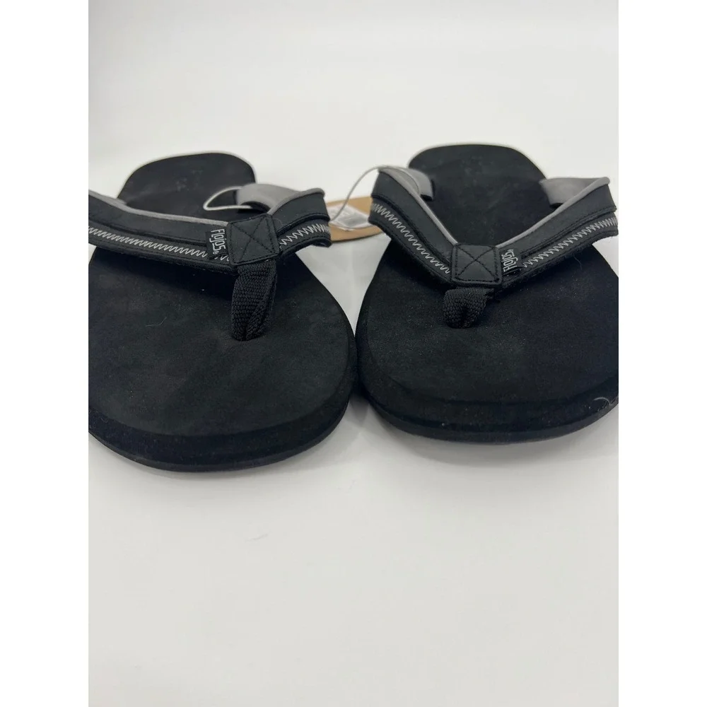 Flojos Dylan Mens Black Leather Flip Flop Sandals Size 12 Arch Support 660713